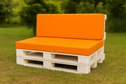 Coussin de palette 120x50x10cm assise, coussin de palette Orange, coussin de mobilier de jardin, coussin de jardin