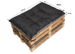 Coussin de palette 120x60cm, coussins de banc Noir, coussin extérieur/intérieur coussins de sol confortables