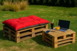 Coussin de palette 120x60cm, coussins de banc Rouge, coussin extérieur/intérieur coussins de sol confortables