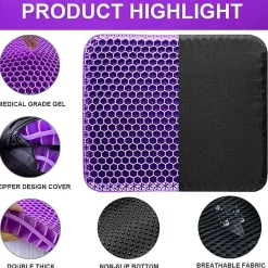 Coussin de siège en gel Violet Herzberg HG03169-PUR