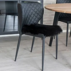 Coussin de siège en peau d'agneau artificielle noire 40 x 40 cm
