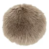 Coussin de siège rond en peau d'agneau artificielle marron grise 35 cm