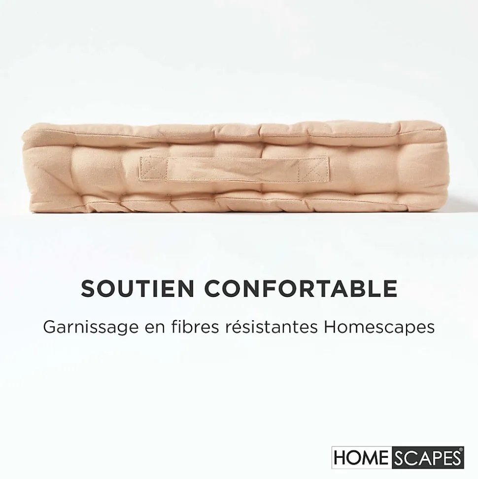 Coussin de sol - beige uni - 40 x 40 cm - HOMESCAPES