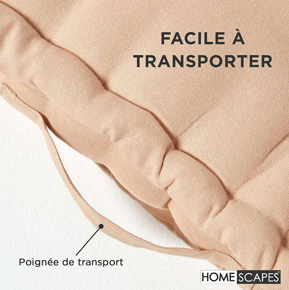 Coussin de sol - beige uni - 40 x 40 cm - HOMESCAPES