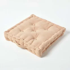 Coussin de sol - beige uni - 50 x 50 cm - HOMESCAPES