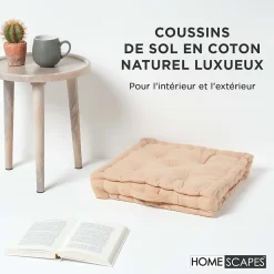Coussin de sol - beige uni - 50 x 50 cm - HOMESCAPES