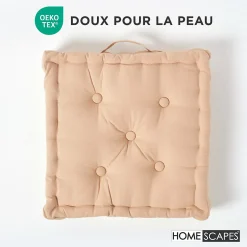 Coussin de sol - beige uni - 50 x 50 cm - HOMESCAPES