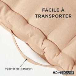 Coussin de sol - beige uni - 50 x 50 cm - HOMESCAPES