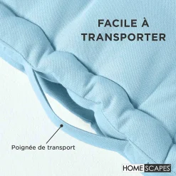 Coussin de sol - bleu ciel uni - 50 x 50 cm - HOMESCAPES