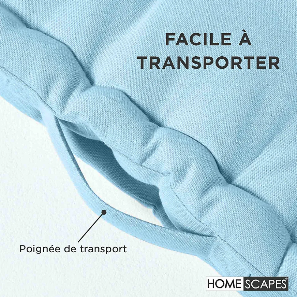 Coussin de sol - bleu ciel uni - 50 x 50 cm - HOMESCAPES
