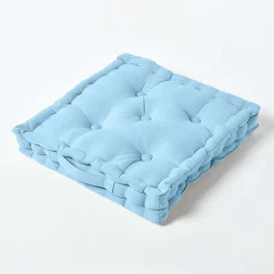 Coussin de sol - bleu ciel uni - 40 x 40 cm - HOMESCAPES