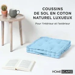 Coussin de sol - bleu ciel uni - 40 x 40 cm - HOMESCAPES