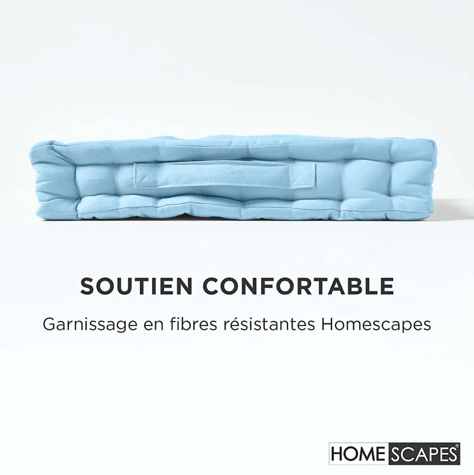 Coussin de sol - bleu ciel uni - 40 x 40 cm - HOMESCAPES