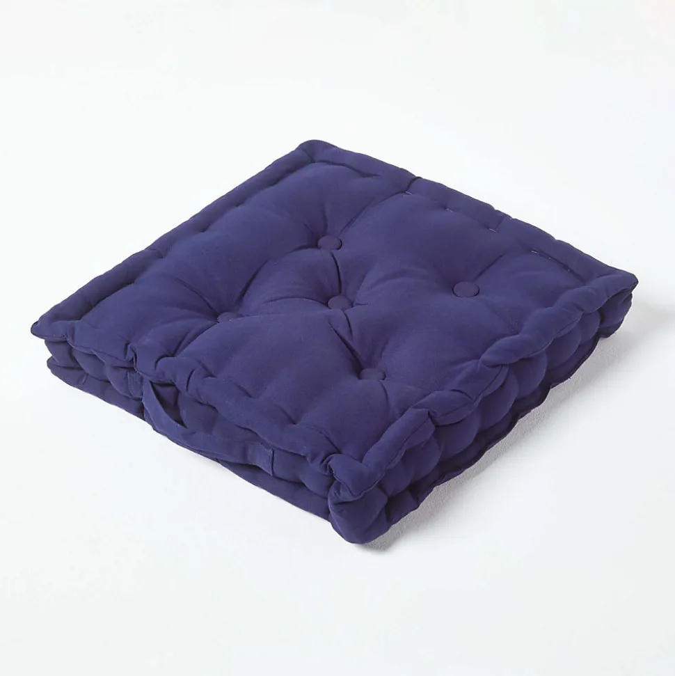 Coussin de sol - bleu marine - 40 x 40 cm - HOMESCAPES