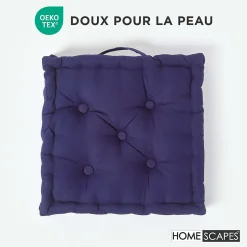 Coussin de sol - bleu marine - 40 x 40 cm - HOMESCAPES