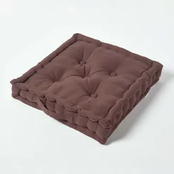 Coussin de sol - chocolat uni - 50 x 50 cm - HOMESCAPES