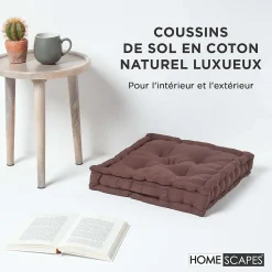 Coussin de sol - chocolat uni - 40 x 40 cm - HOMESCAPES