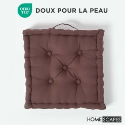 Coussin de sol - chocolat uni - 40 x 40 cm - HOMESCAPES