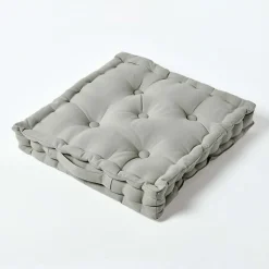 Coussin de sol - gris uni - 40 x 40 cm - HOMESCAPES