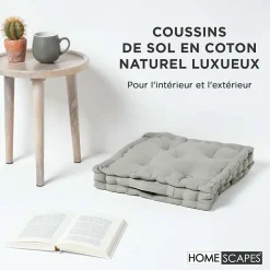 Coussin de sol - gris uni - 40 x 40 cm - HOMESCAPES