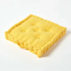 Coussin de sol - jaune uni - 50 x 50 cm - HOMESCAPES