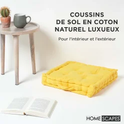 Coussin de sol - jaune uni - 50 x 50 cm - HOMESCAPES