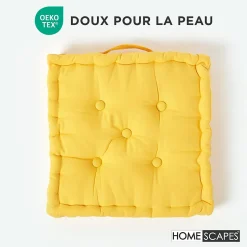 Coussin de sol - jaune uni - 50 x 50 cm - HOMESCAPES