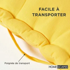 Coussin de sol - jaune uni - 40 x 40 cm - HOMESCAPES