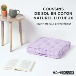 Coussin de sol - mauve uni - 50 x 50 cm - HOMESCAPES