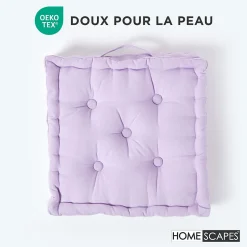 Coussin de sol - mauve uni - 50 x 50 cm - HOMESCAPES