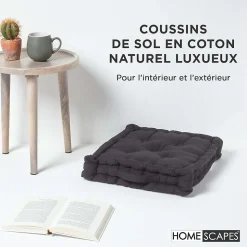 Coussin de sol - noir uni - 40 x 40 cm - HOMESCAPES