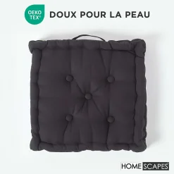 Coussin de sol - noir uni - 40 x 40 cm - HOMESCAPES