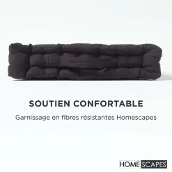 Coussin de sol - noir uni - 40 x 40 cm - HOMESCAPES