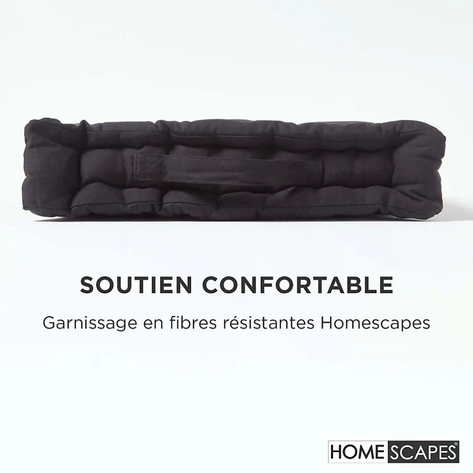 Coussin de sol - noir uni - 40 x 40 cm - HOMESCAPES