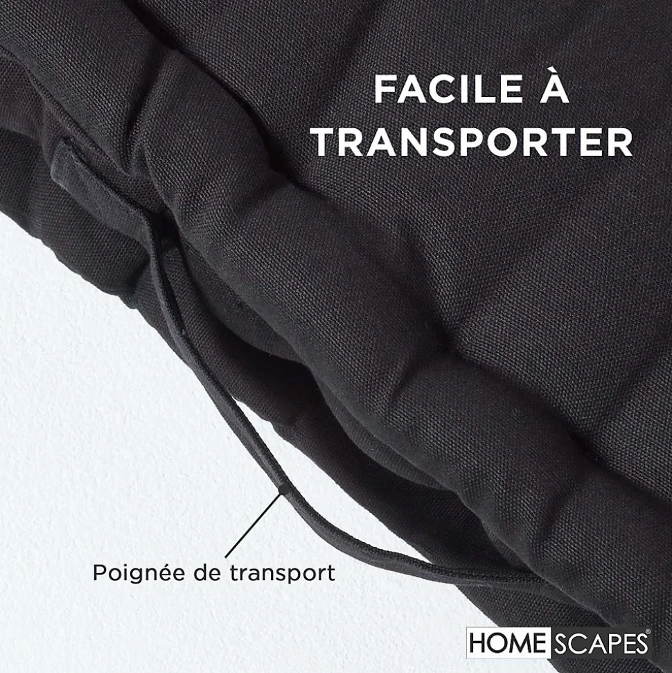 Coussin de sol - noir uni - 40 x 40 cm - HOMESCAPES