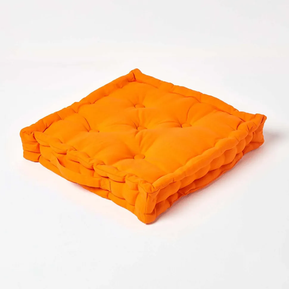 Coussin de sol - orange uni - 50 x 50 cm - HOMESCAPES