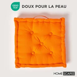 Coussin de sol - orange uni - 50 x 50 cm - HOMESCAPES