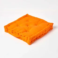 Coussin de sol - orange uni - 40 x 40 cm - HOMESCAPES