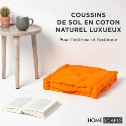 Coussin de sol - orange uni - 40 x 40 cm - HOMESCAPES