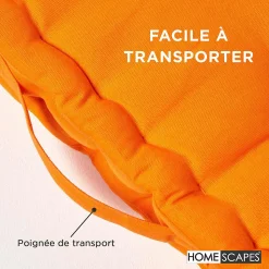 Coussin de sol - orange uni - 40 x 40 cm - HOMESCAPES