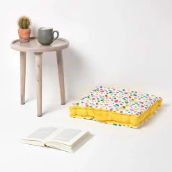 Coussin de sol - pois multicolores - 50 x 50 cm - HOMESCAPES