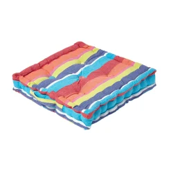Coussin de sol - rayures multicolores - 50 x 50 cm - HOMESCAPES