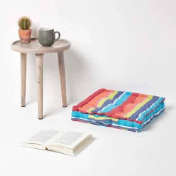 Coussin de sol - rayures multicolores - 50 x 50 cm - HOMESCAPES