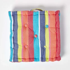 Coussin de sol - rayures multicolores - 50 x 50 cm - HOMESCAPES
