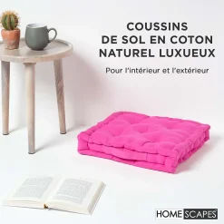 Coussin de sol - rose fushia - 50 x 50 cm - HOMESCAPES