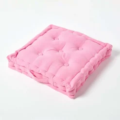 Coussin de sol - rose uni - 40 x 40 cm - HOMESCAPES