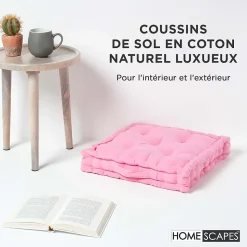 Coussin de sol - rose uni - 40 x 40 cm - HOMESCAPES