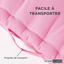 Coussin de sol - rose uni - 40 x 40 cm - HOMESCAPES