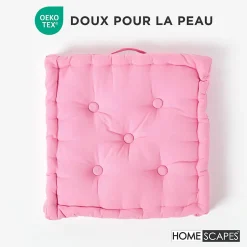 Coussin de sol - rose uni - 50 x 50 cm - HOMESCAPES