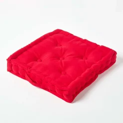Coussin de sol - rouge uni - 50 x 50 cm - HOMESCAPES